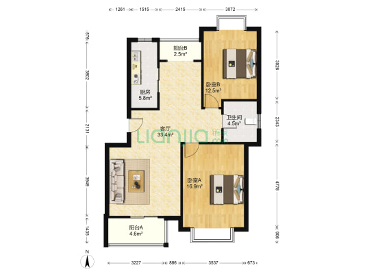雪莲东里 2室1厅1卫 100平方