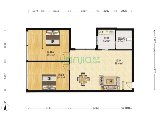 勇烈路9号 2室1厅1卫 97平方