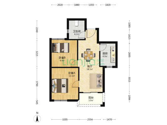 碧海蓝湾 2室1厅1卫 72平方