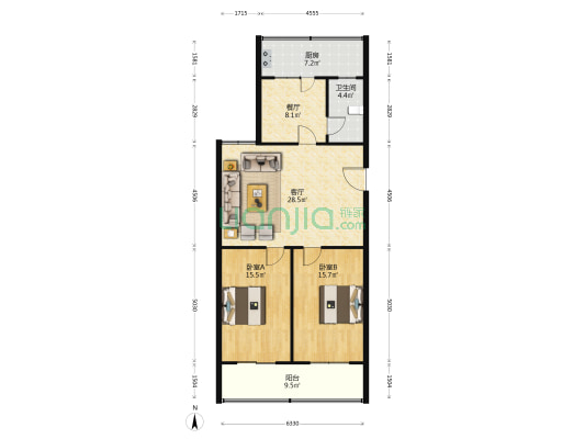康乐小区(竞秀区) 2室2厅1卫 97平方