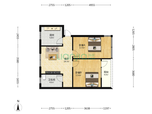 锦源大楼 2室1厅1卫 65平方