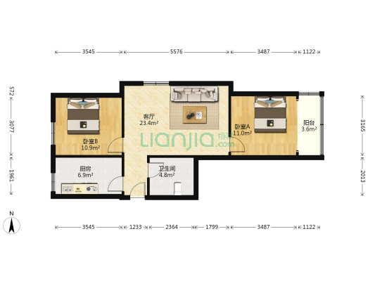 延安三路（市南） 2室1厅1卫 72平方
