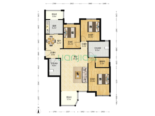 合生君景湾 3室2厅2卫 154平方