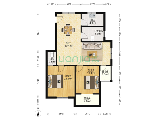 城东新村（三区） 2室1厅2卫 89平方