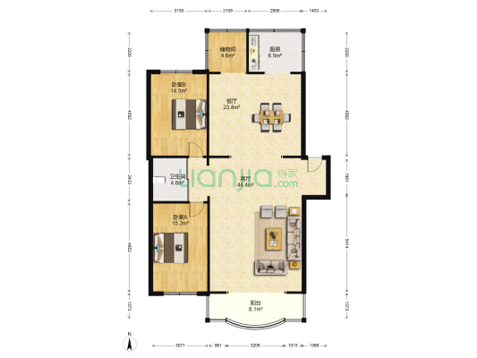 金盛家园 2室2厅1卫 146平方