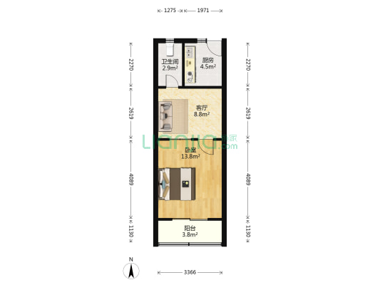 和平小区(长宁) 1室1厅1卫 40平方