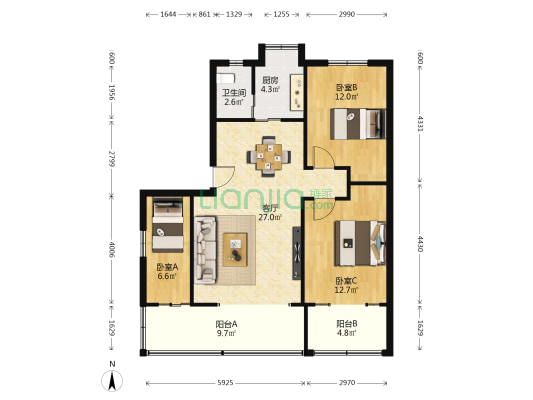 顺化门小区 3室1厅1卫 96平方