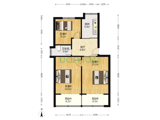 东井村44号 3室1厅1卫 73平方