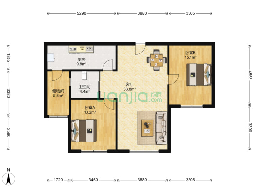 东大滨湖园 2室1厅1卫 101平方