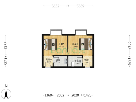 丁香苑 2室0厅1卫 43平方