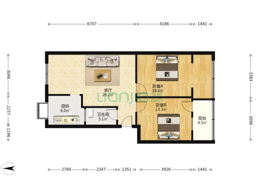 星火路公交公司家属院 2室1厅1卫 88平方