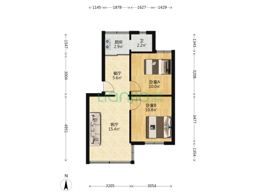 八九机务段家属院 2室2厅1卫 48平方