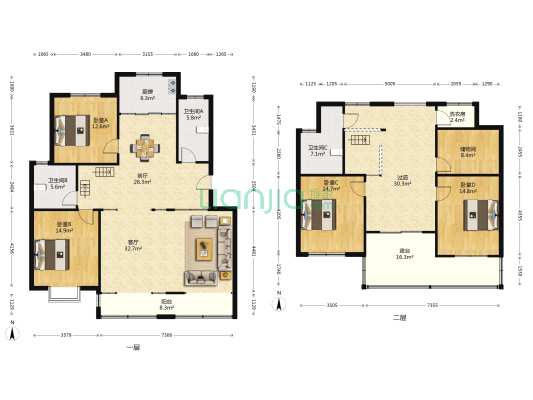 白玉新村 4室2厅3卫 137平方