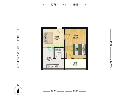 桃花坞新村五区 1室1厅1卫 43平方