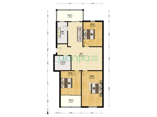 五三大道32号 3室1厅1卫 101平方