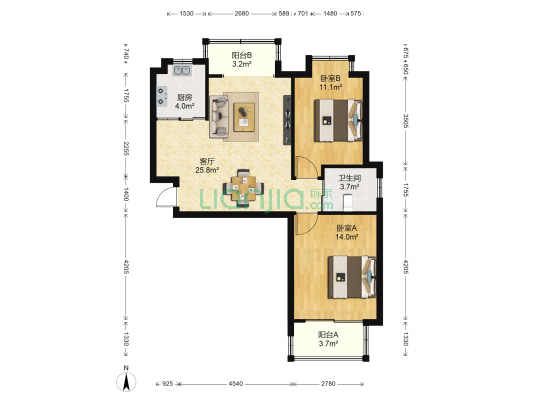五河苑二期 2室1厅1卫 94平方