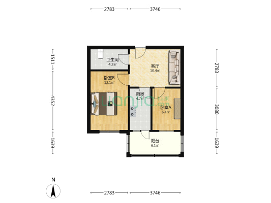 福安社区 2室1厅1卫 48平方