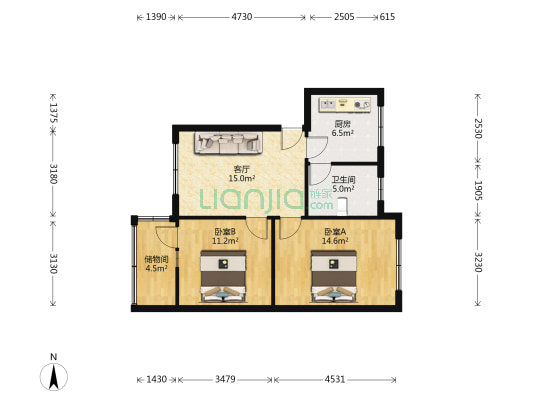 状元街二巷36号 2室1厅1卫 65平方