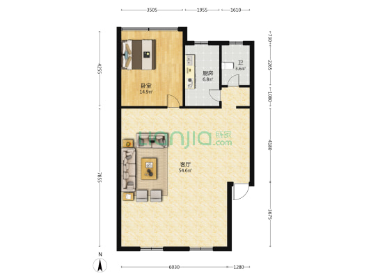 清悦阁 1室1厅1卫 93平方