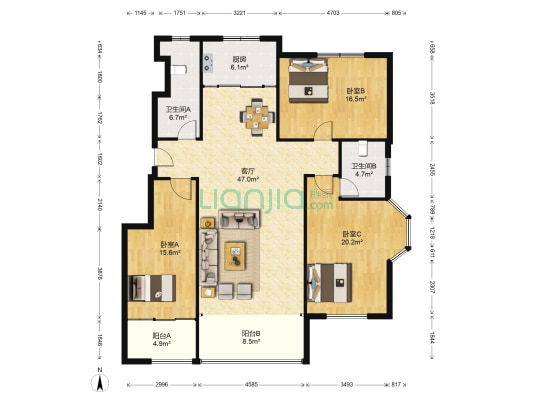 盛世瑞城 3室1厅2卫 163平方