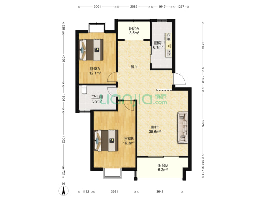武夷绿洲观竹苑 2室1厅1卫 100平方