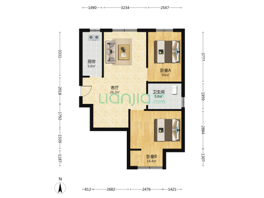 逸美园 2室1厅1卫 80平方