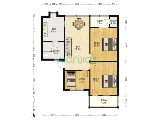 信江中路18号 2室1厅2卫 97平方