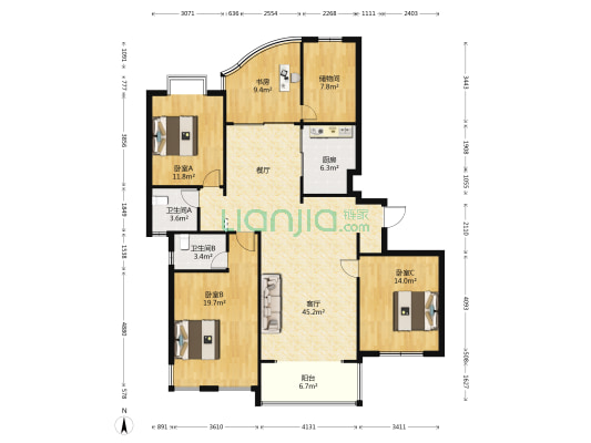 蓝宝湾花园 4室1厅2卫 174平方