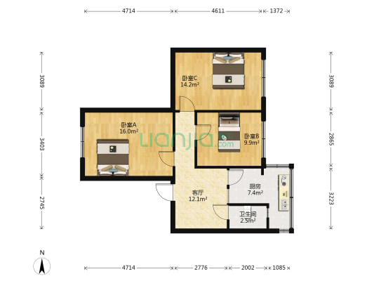 三经街 3室1厅1卫 75平方
