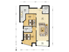 御景园  全南两居 双卫 好楼层  全天采光 带个地下室-涿州君临天下御景园户型图