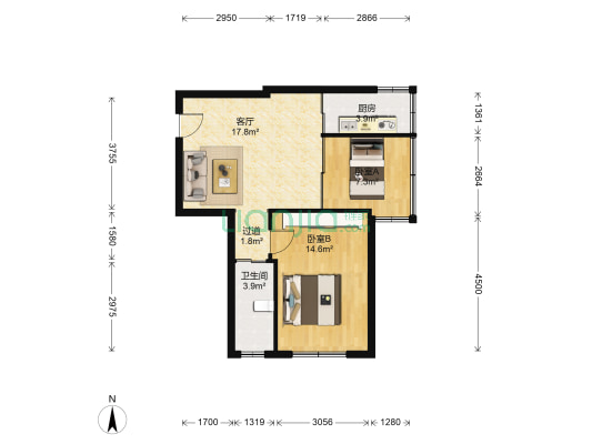 鸿利聚隆三期 2室1厅1卫 67平方