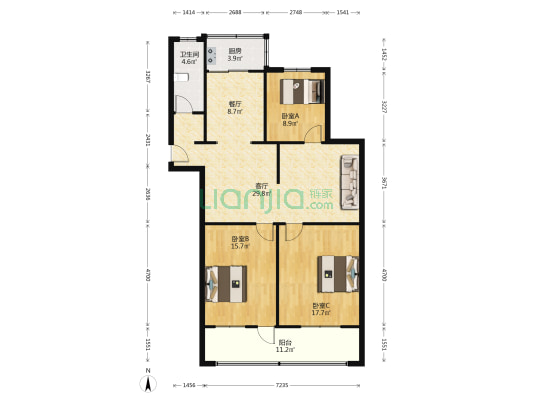 纬六路66号 3室2厅1卫 160平方