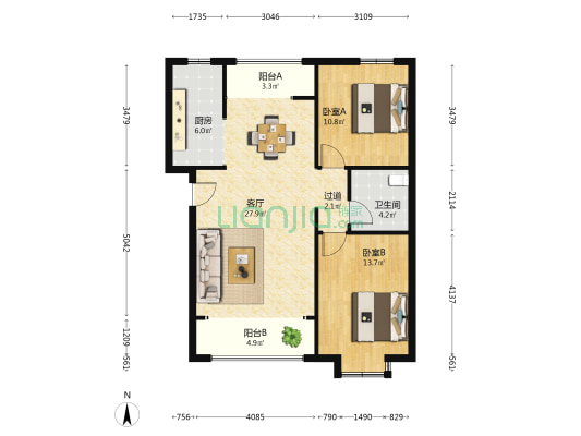 龙腾绣苑 2室1厅1卫 101平方