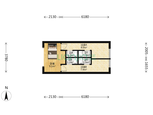 亿联广场 1室0厅4卫 56平方