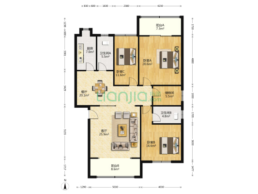 襄阳市农机安全监理所 3室2厅2卫 158平方