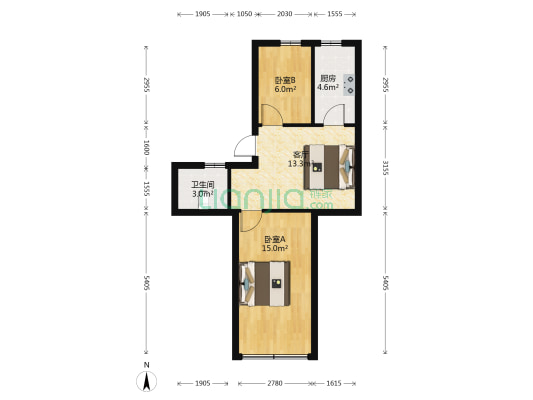 站南路东1号 2室1厅1卫 51平方