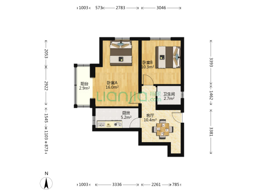 七一宿舍 2室1厅1卫 61平方