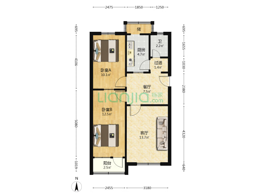 开元电机家属院 2室2厅1卫 70平方