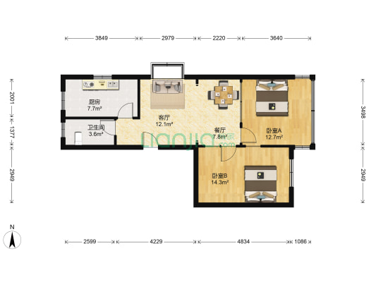 蒙阴路 2室2厅1卫 81平方