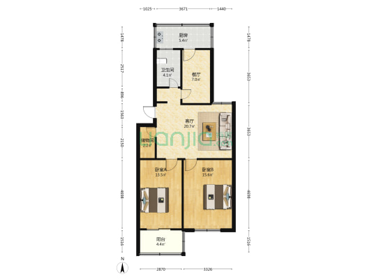 清颍小区 2室2厅1卫 93平方