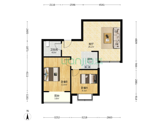 同馨苑 2室1厅1卫 85平方