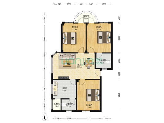 大沥旧医院宿舍 3室1厅2卫 99平方