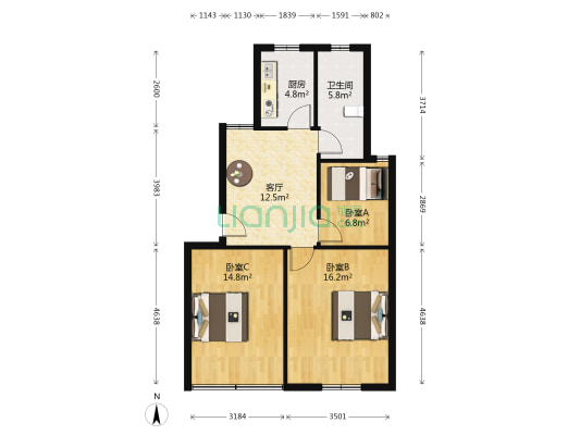 横街路 3室1厅1卫 74平方