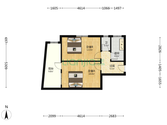 北园路520号 2室0厅1卫 52平方