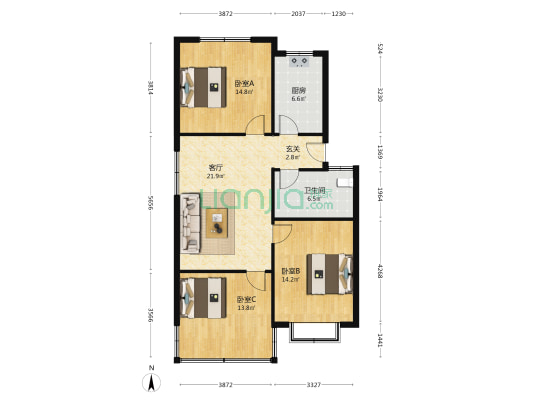 上饶县七六路83号 3室1厅1卫 100平方