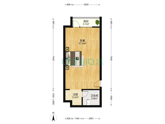 红星国际广场 1室0厅1卫 64平方