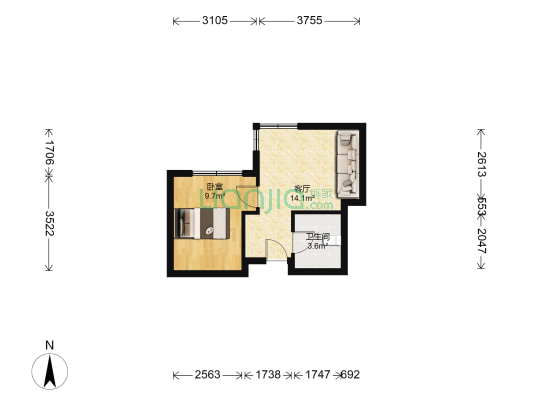 宅语原 1室1厅1卫 42平方