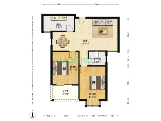 圣埠小区 2室1厅1卫 97平方