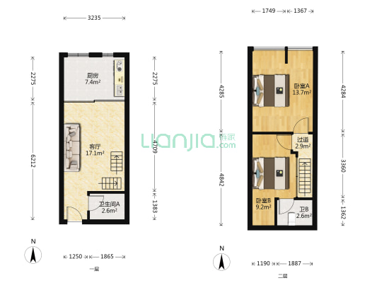 典雅天城 2室1厅2卫 39平方