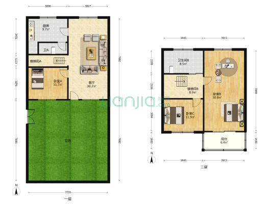 清河村 3室1厅2卫 140平方